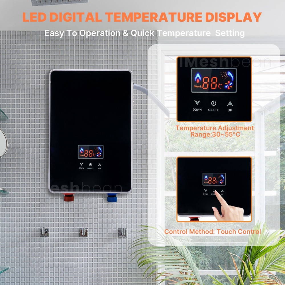 6500W 220V Kitchen Electric Hot Tankless Water Heater Instant Boiler w/Shower US