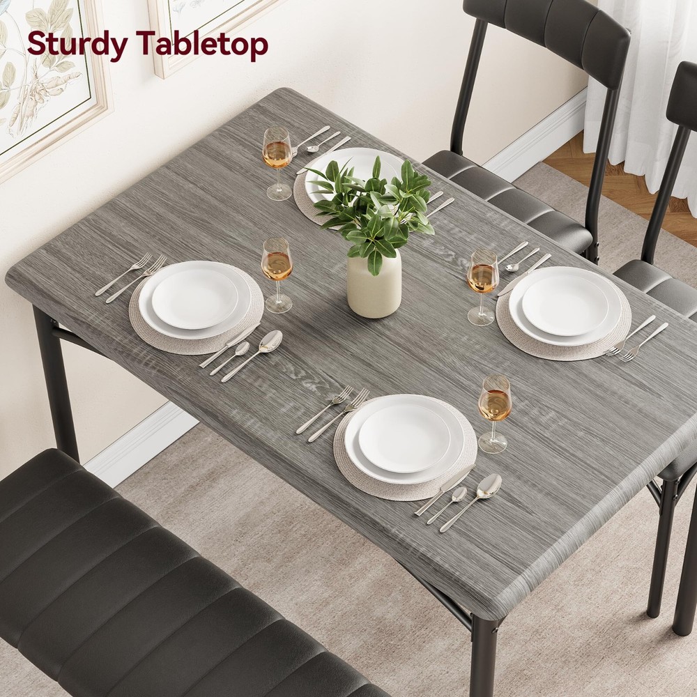 Dining Set Table w/ Upholstered Bench & Chairs Dinette for Small Space Kitchen