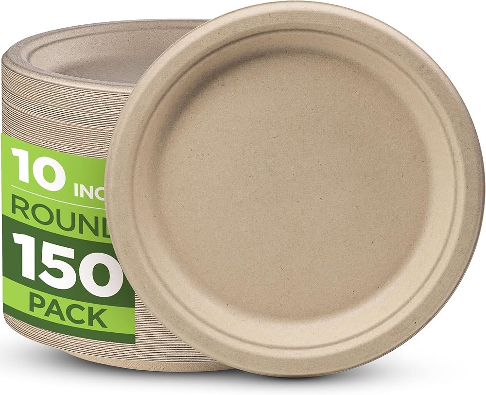 postable Paper Plates, 10 Inch Heavy Duty Biodegradable