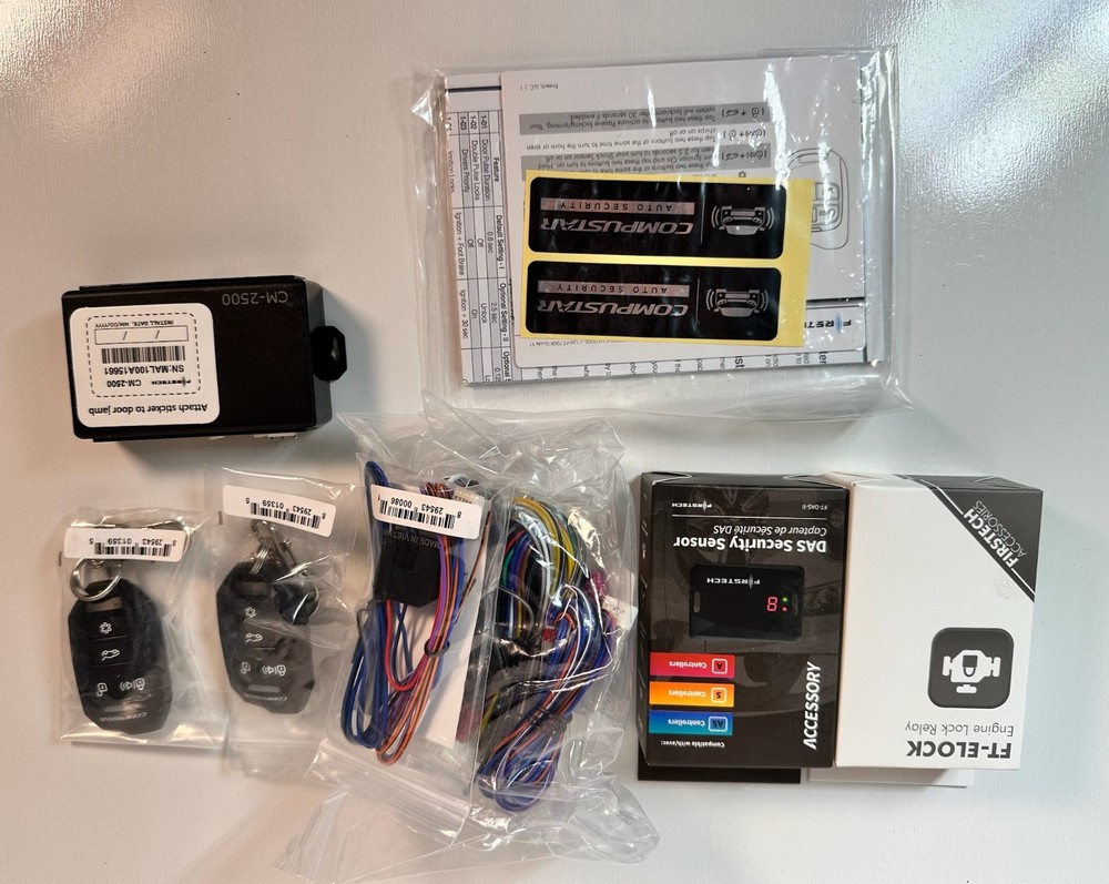 NEW Compustar 1-Way Vehicle Security System Kit 300ft Range 00F67AU200