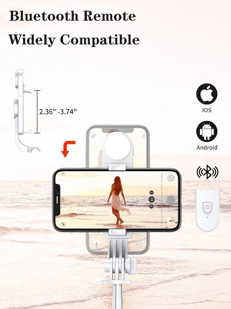 46" Selfie Stick Tripod with LED Light & Wireless Remote for iPhone & Android