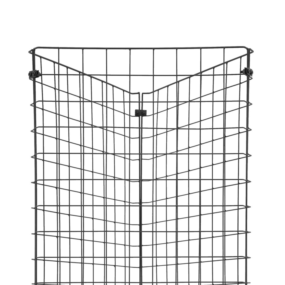 Triangle Wire Grid Display Stand with Casters - Stable Corner RackUSUS