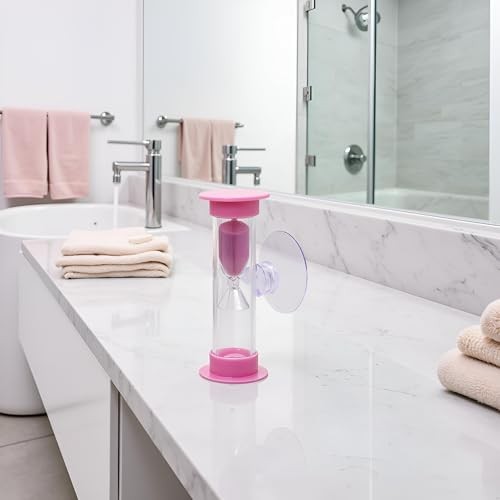 Pink 2/3 Minute Plastic Sand Timer Hourglass Sand Clock with Suction Cup Time