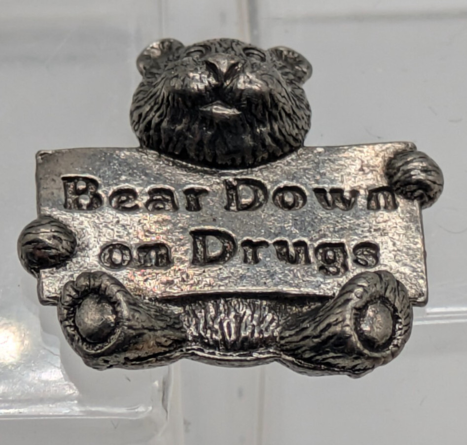 Bear Down on Drugs Lapel Pin