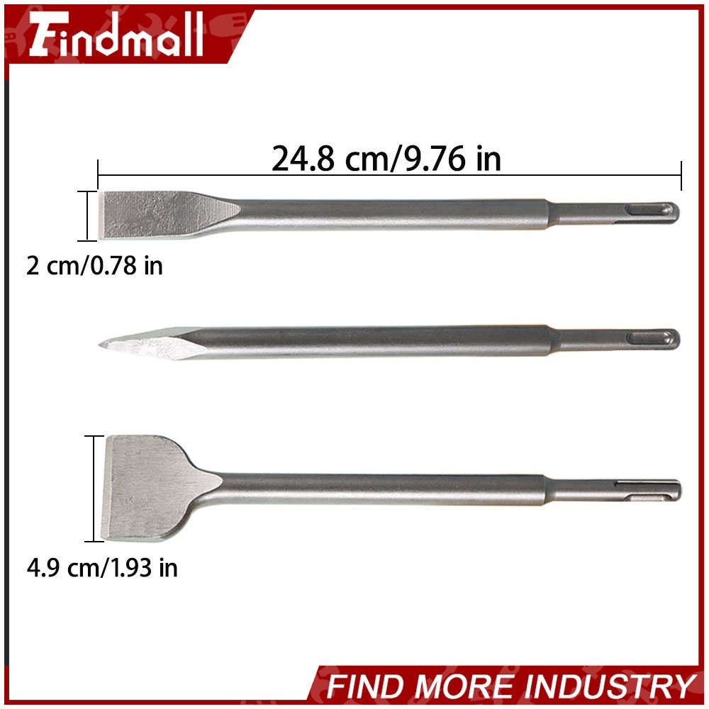 Findmall 6Pcs Concrete Drill Bit Set Rotary Hammer Bits Chisel With Point Chisel