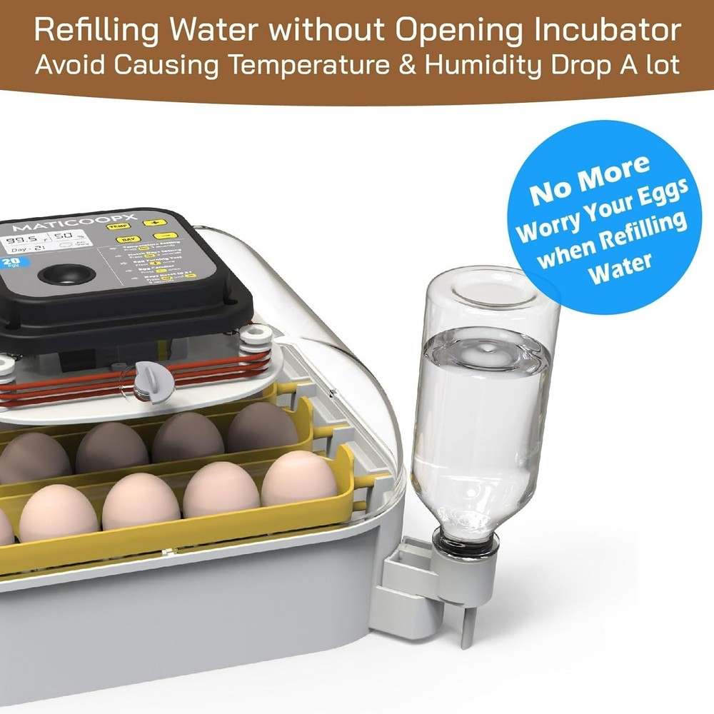 MATICOOPX 20 Egg Incubator with Humidity Display Egg Candler Automatic Egg Turne