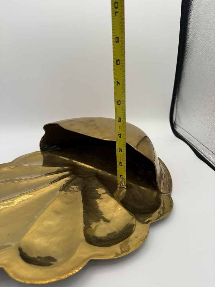 Vintage Solid Brass Scalloped Wall Pocket Planter MCM Decor