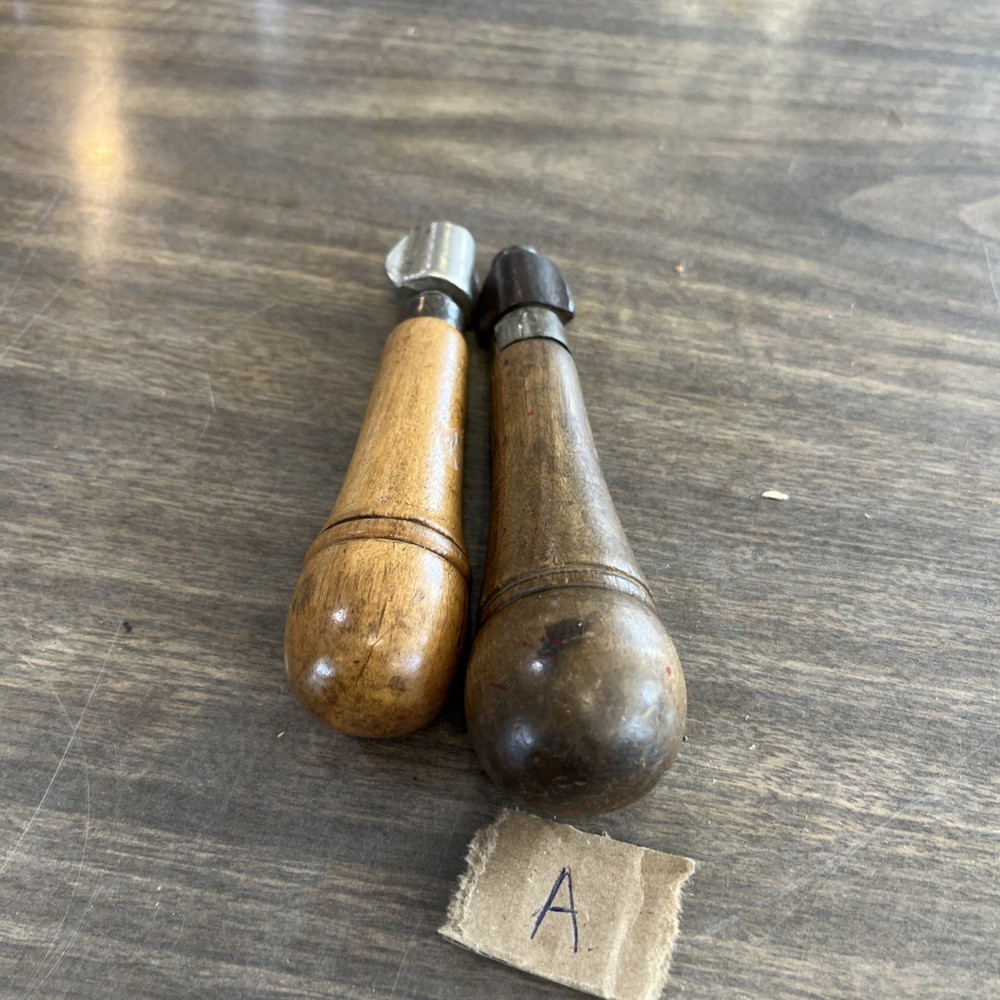 2 - VINTAGE Wood Handle Multitool Bit Holders Assorted bits Handle Storage