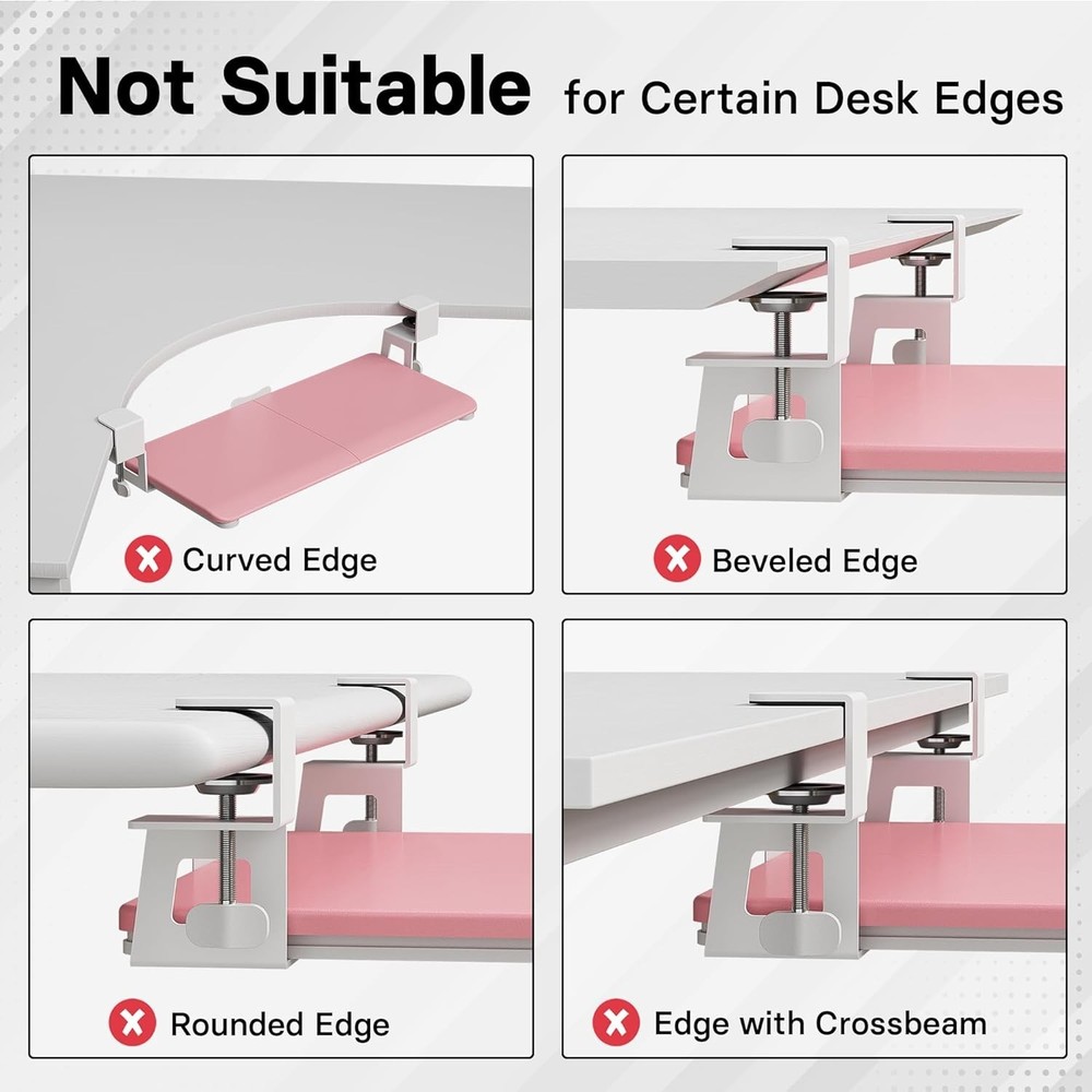 PJ Under Desk Keyboard Tray, Pull-Out Keyboard & Mouse Platform with C-Clamp,...