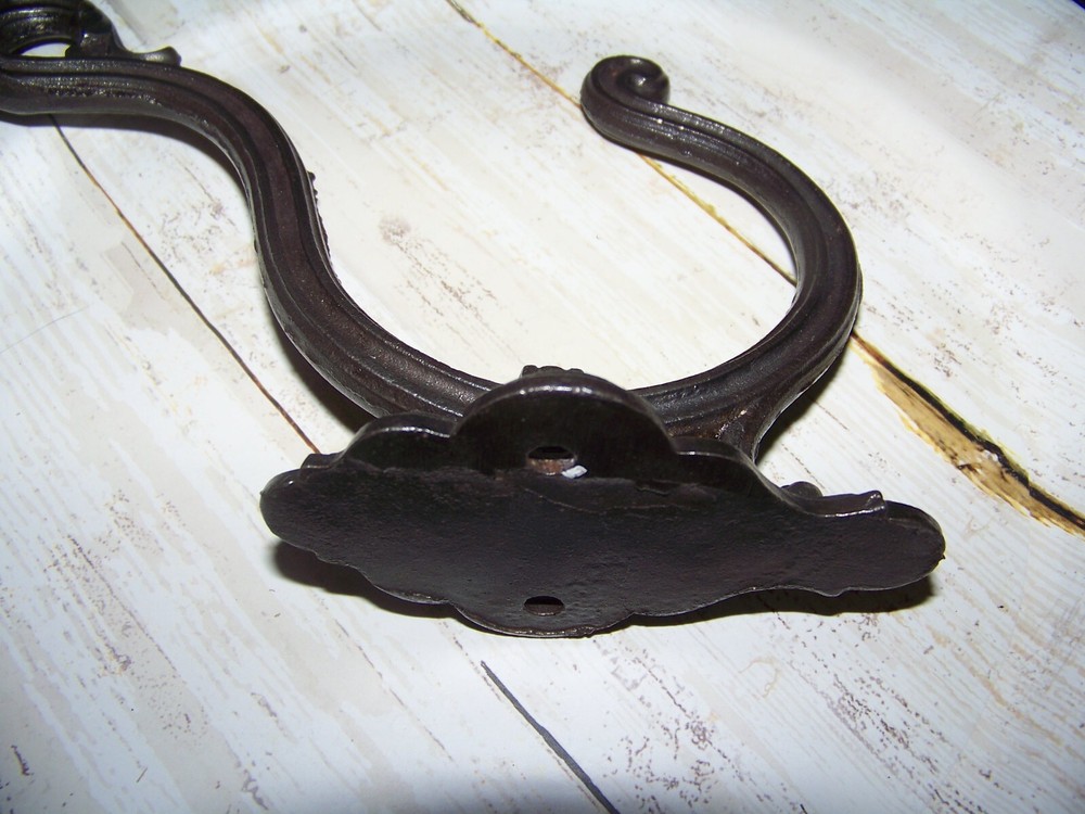 Antique Cast Iron Single Architectural Double Hat Coat Hook Reclaimed Salvage