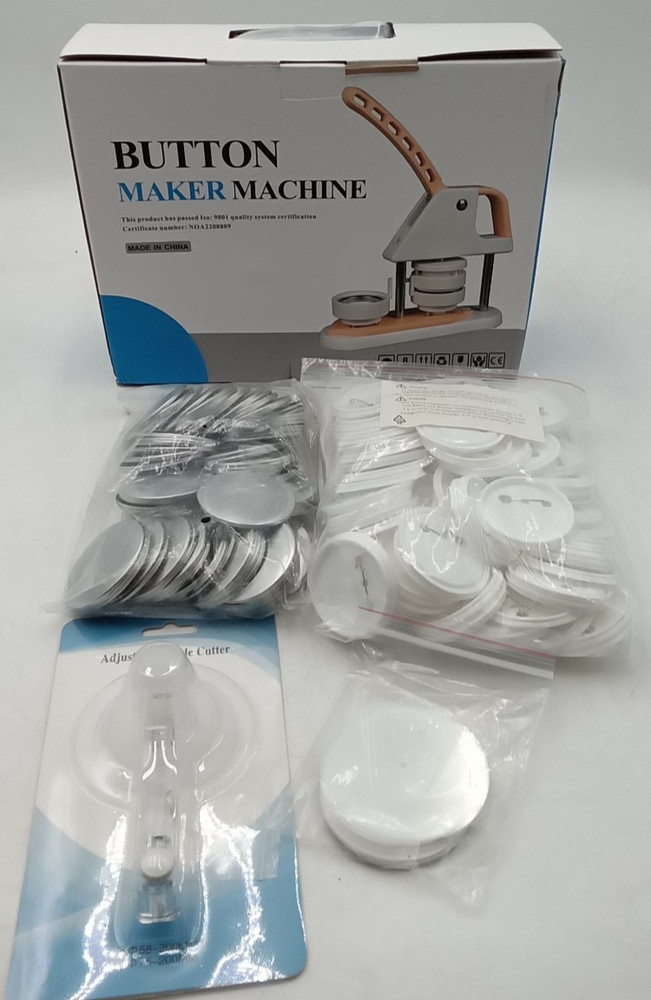 58mm/2.25" Button Maker Kit 100 Button Part Button Maker Machine Pin Badge Press