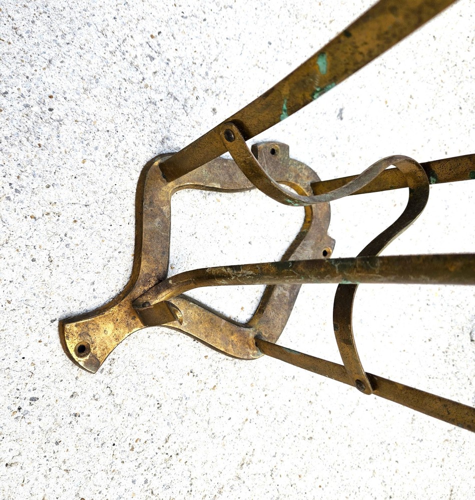 English Horse Saddle Wall Rack Solid Brass Vintage