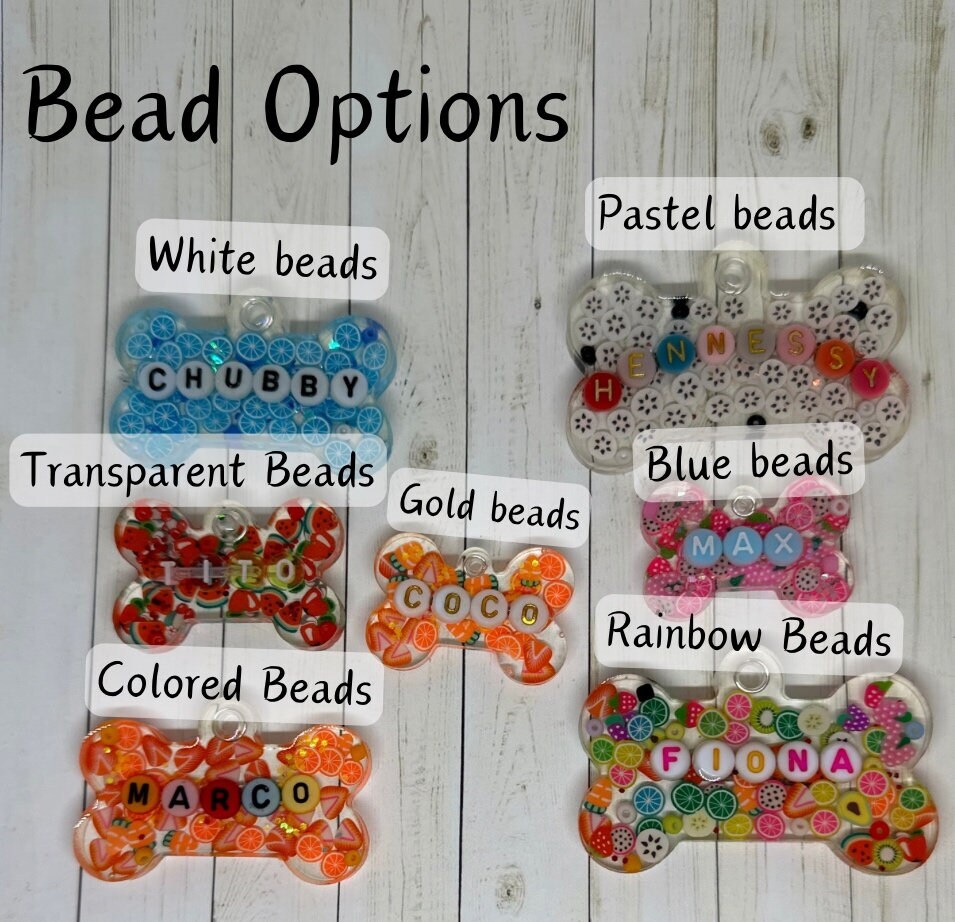 Custom Resin Dog ID Tags - Glitter Pet Tags | Personalized Bone Shape | Handmade