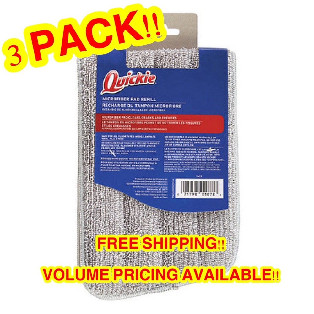 Quickie (3 PACK) #1M19 Microfiber Spray Mop Pad Refills