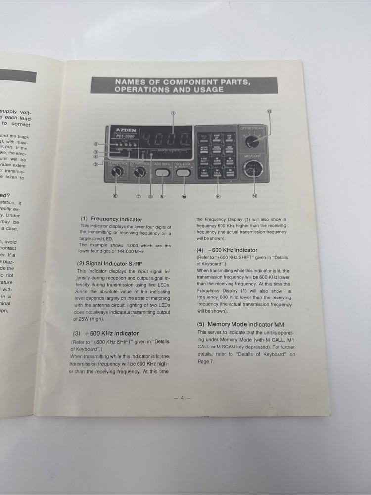 Azden PCS-2000 Instruction Manual - Vintage