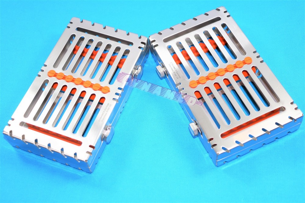 2PCS STERILIZATION TRAYS FOR 7 INSTRUMENTS DETACHABLE PREMIUM GERMAN WITH BUTTON