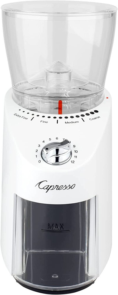 Capresso Infinity Plus Conical Burr Coffee Grinder - White