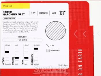 Evans Hybrid Grey Marching Drumhead - 13 inch