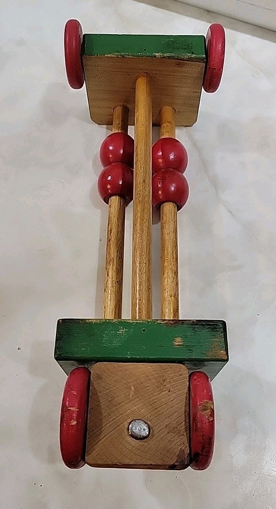 Vintage 1950s "Peg A Way" Wooden Pull Toy A Right Time Toy Missing Pull String