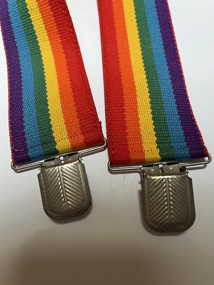 Rainbow Striped Elastic Suspenders