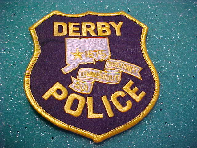 DERBY CONNECTICUT POLICE PATCH SHOULDER SIZE UNUSED TYPE 2