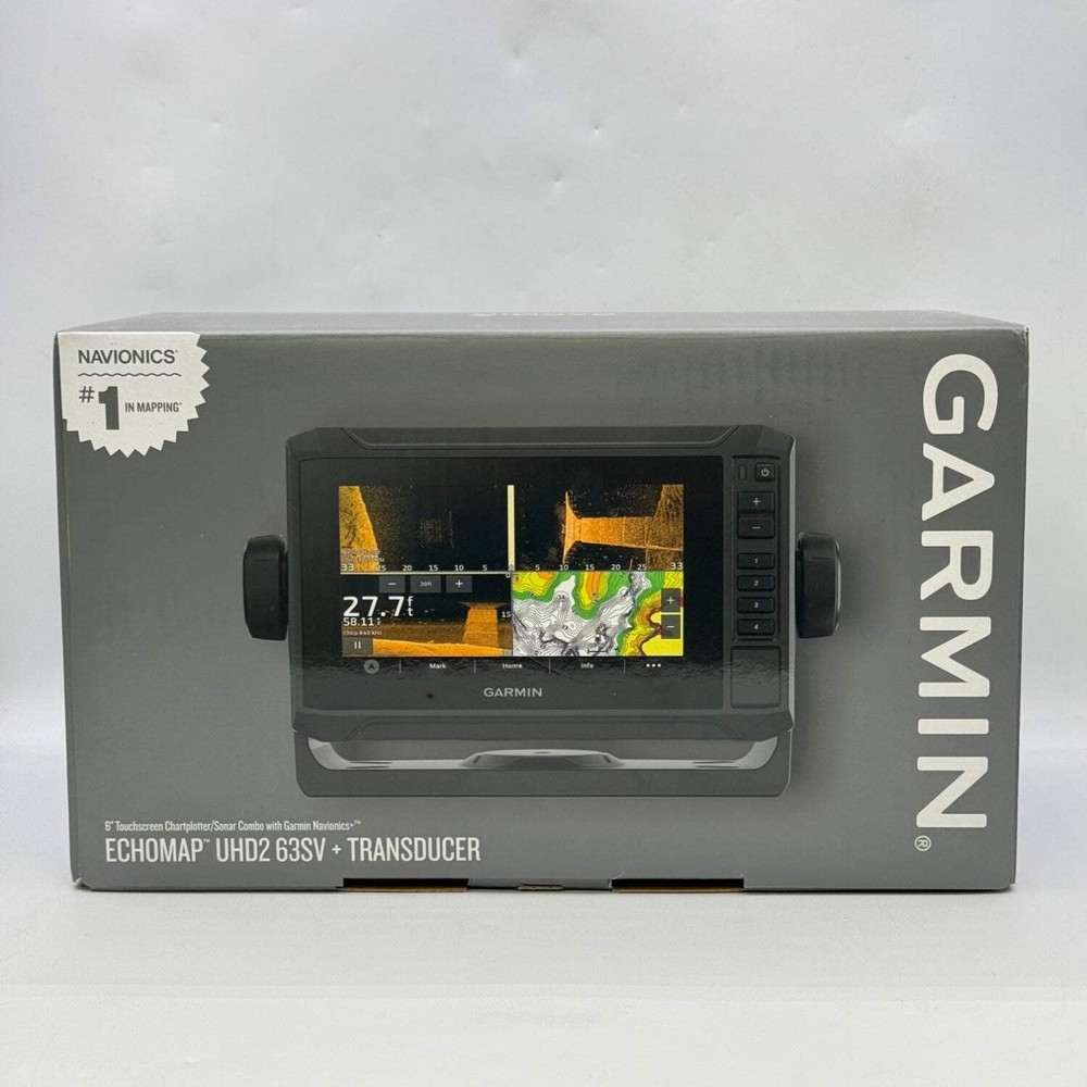 New GARMIN Echomap UHD2 63SV + Transducer 6" Touchscreen Chartplotter Sonar Comb