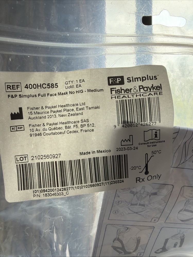 F&P Simplus 400HC585 Factory Sealed Full Face Medium Mask