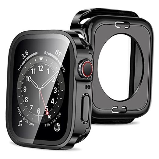 2 in 1 Case [2-Pack] Compatible with Apple Watch SE 3/2/1 44mm Black/Black