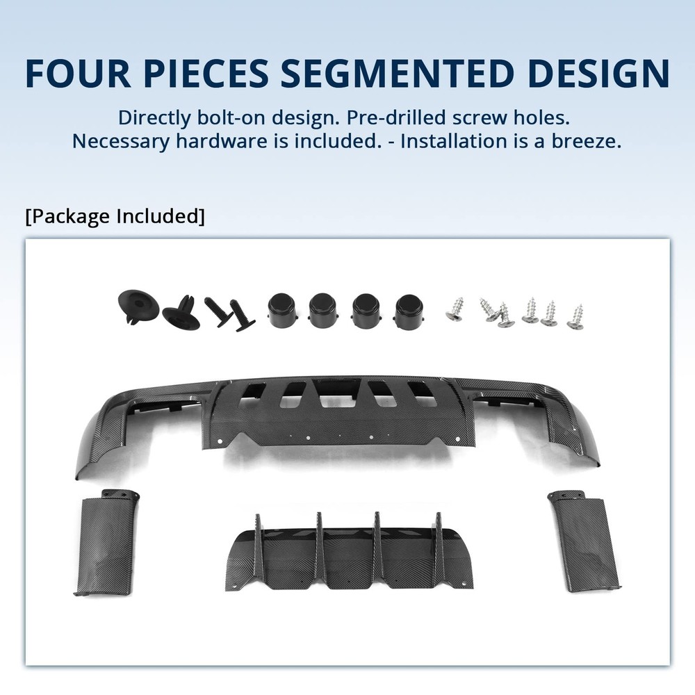 Rear Diffuser 2015-2023 Challenger Matte Black PP 4PC Set