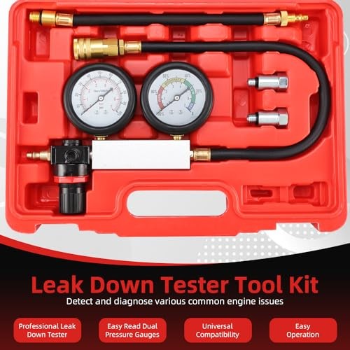 Cylinder Leak Down Tester Tool Kit, Gasoline Engine Compression Leak Down