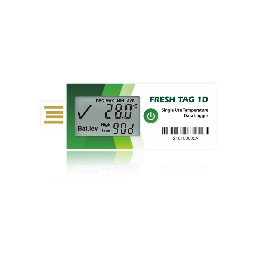 Freshliance Temperature Data Logger with LCD Display, Single Use USB Temperat...