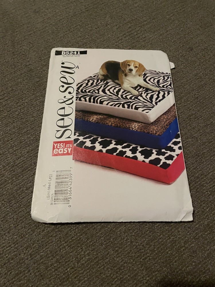 McCalls See Sew B5241 Pet Bed Sewing Pattern Crafts Small Medium Large