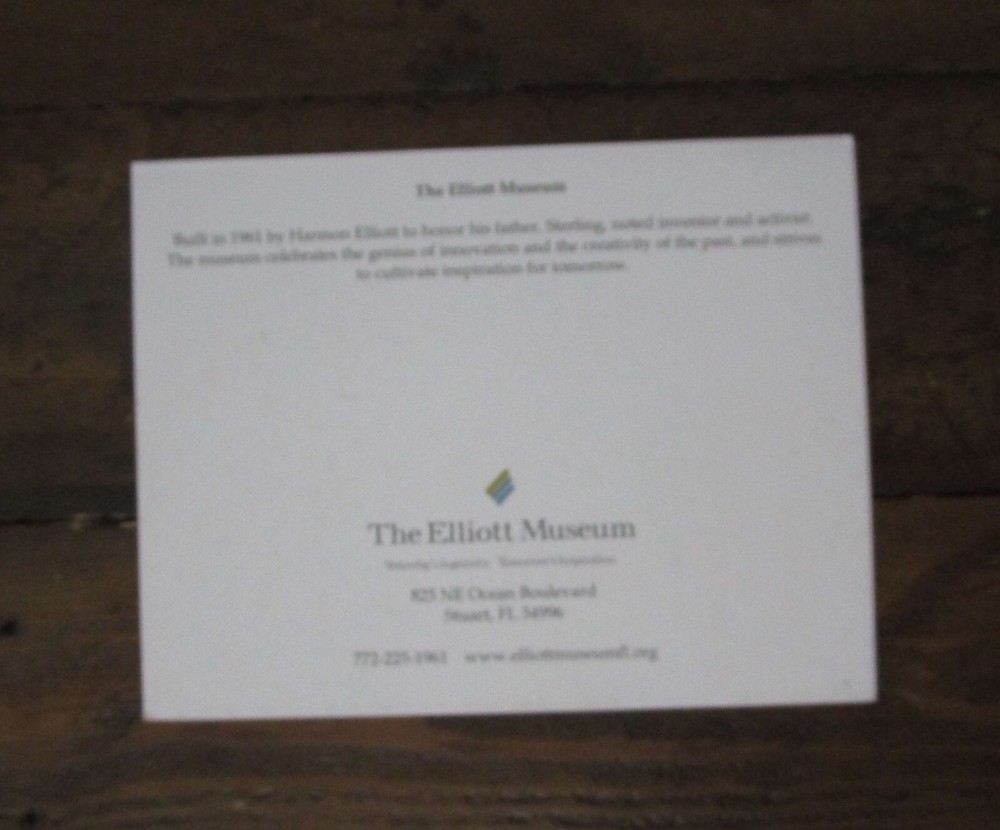 The Elliott Museum Stuart Florida Foldout Brochure