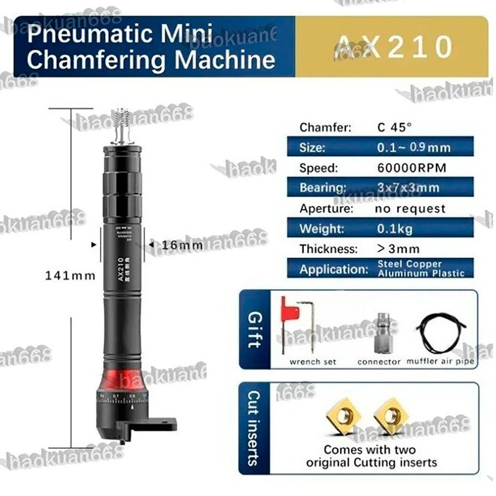 AX210 Mini Pneumatic Chamfering Machine 45°Metal Deburring Chamfer Tool Handheld