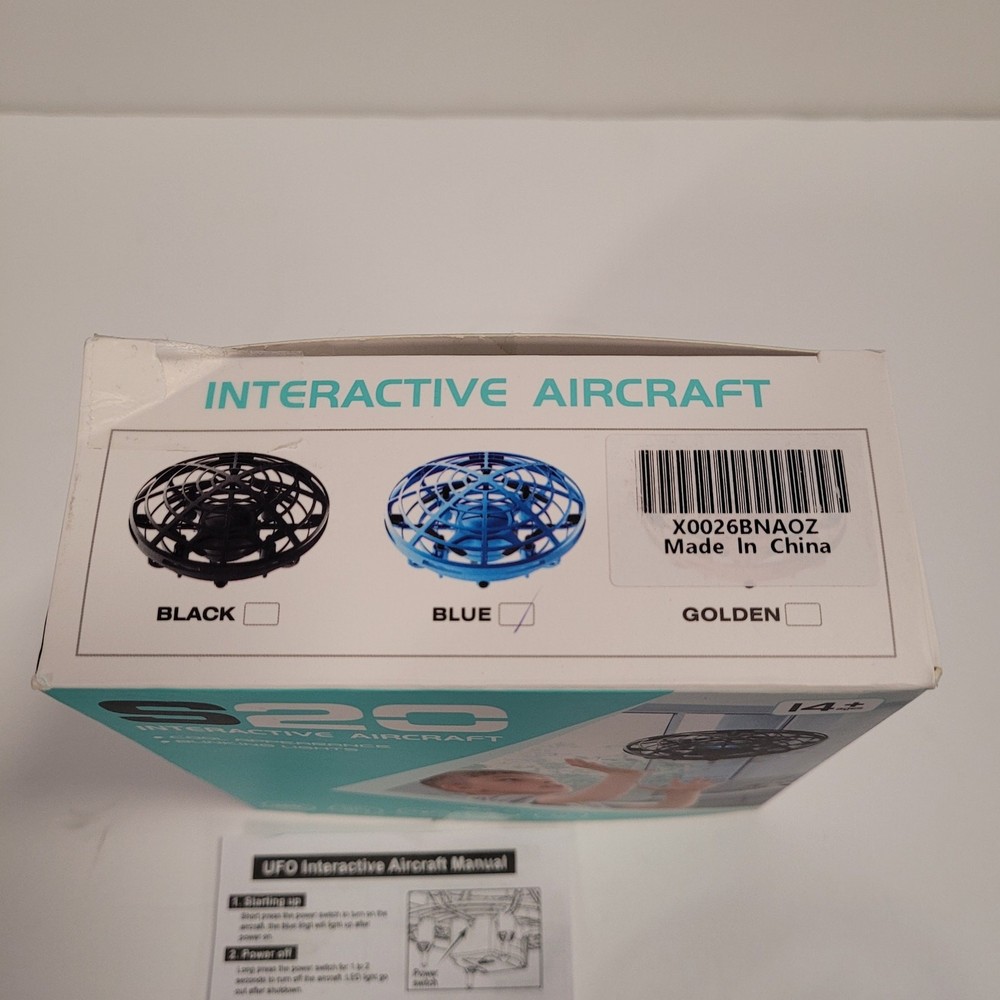 Interactive Flying Drone Aircraft Toy Ages 14+ Metallic Blue SCO Blinking Lights