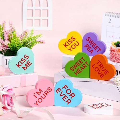 8 Pcs Valentine's Decor Conversation Hearts Candy Heart Table Classic