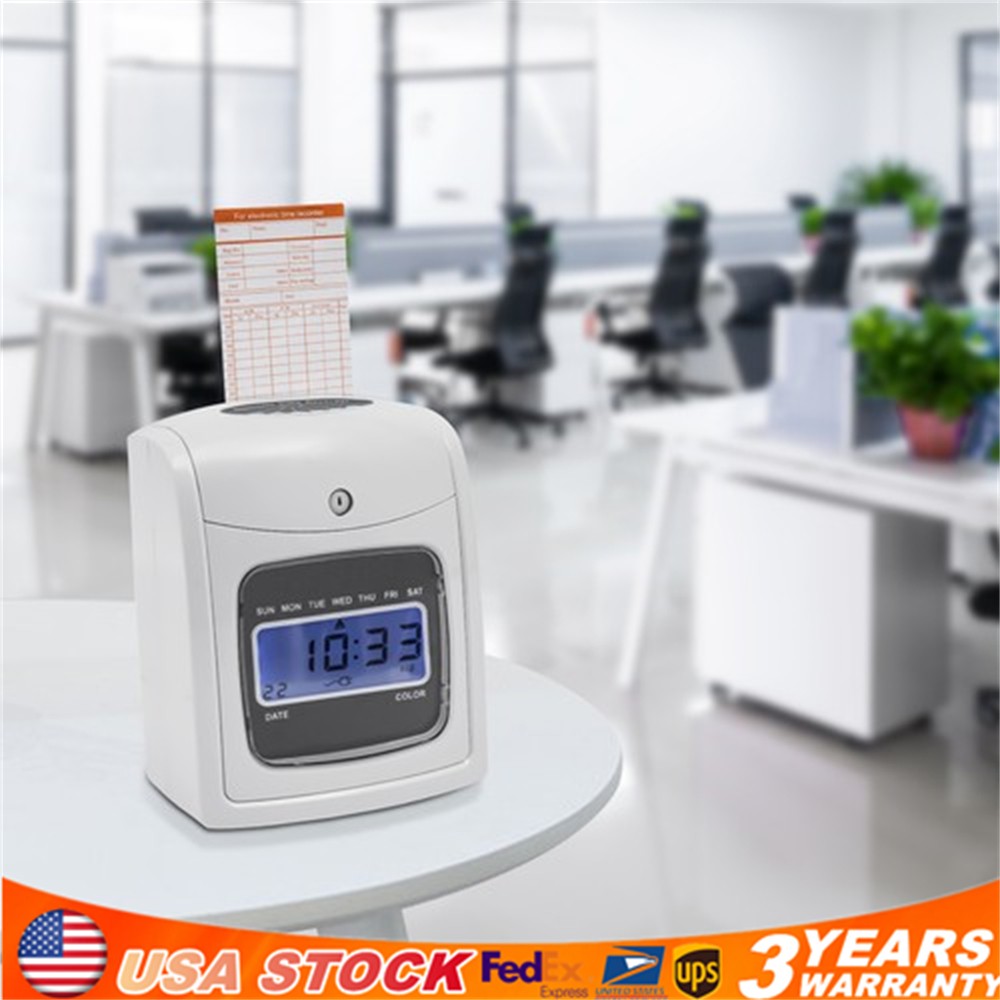 Time Clock Punch Card Employee Attendance Machine LCD Display Check- in Machine