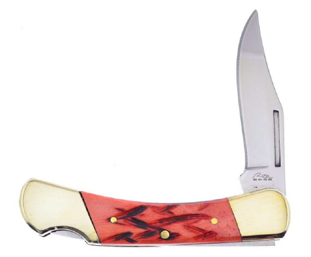 Beautiful Red Jigged Bone Handle Lock Back Pocket Knife - NEW in BOX