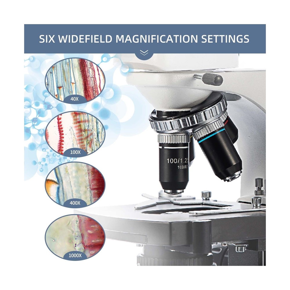 SWIFT SW380B Compound Binocular Microscope 40X-2500X, with 5MP USB Camera,Mic...