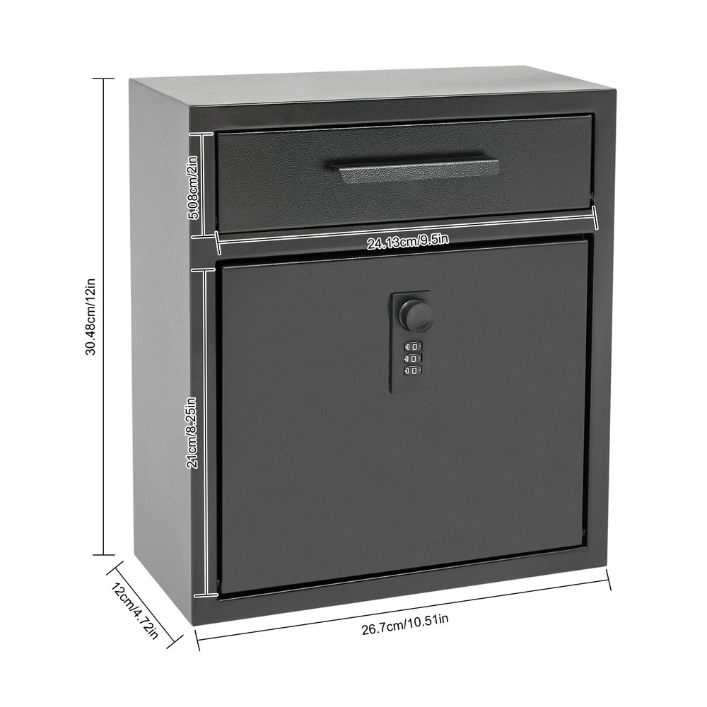 Wall Mount Locking Mailbox Outdoor Drop Box Mail Letter Post Box 10.5x4.7x12??