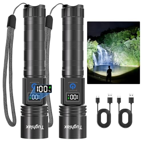 LED Rechargeable Flashlights 9900 High Lumens 2Pack, Super Bright Flashlight,