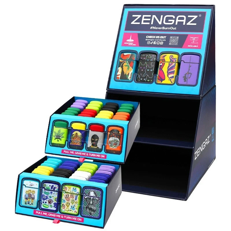 Zengaz Windproof Jetflame Torch Lighters 48 Count Display | Refillable