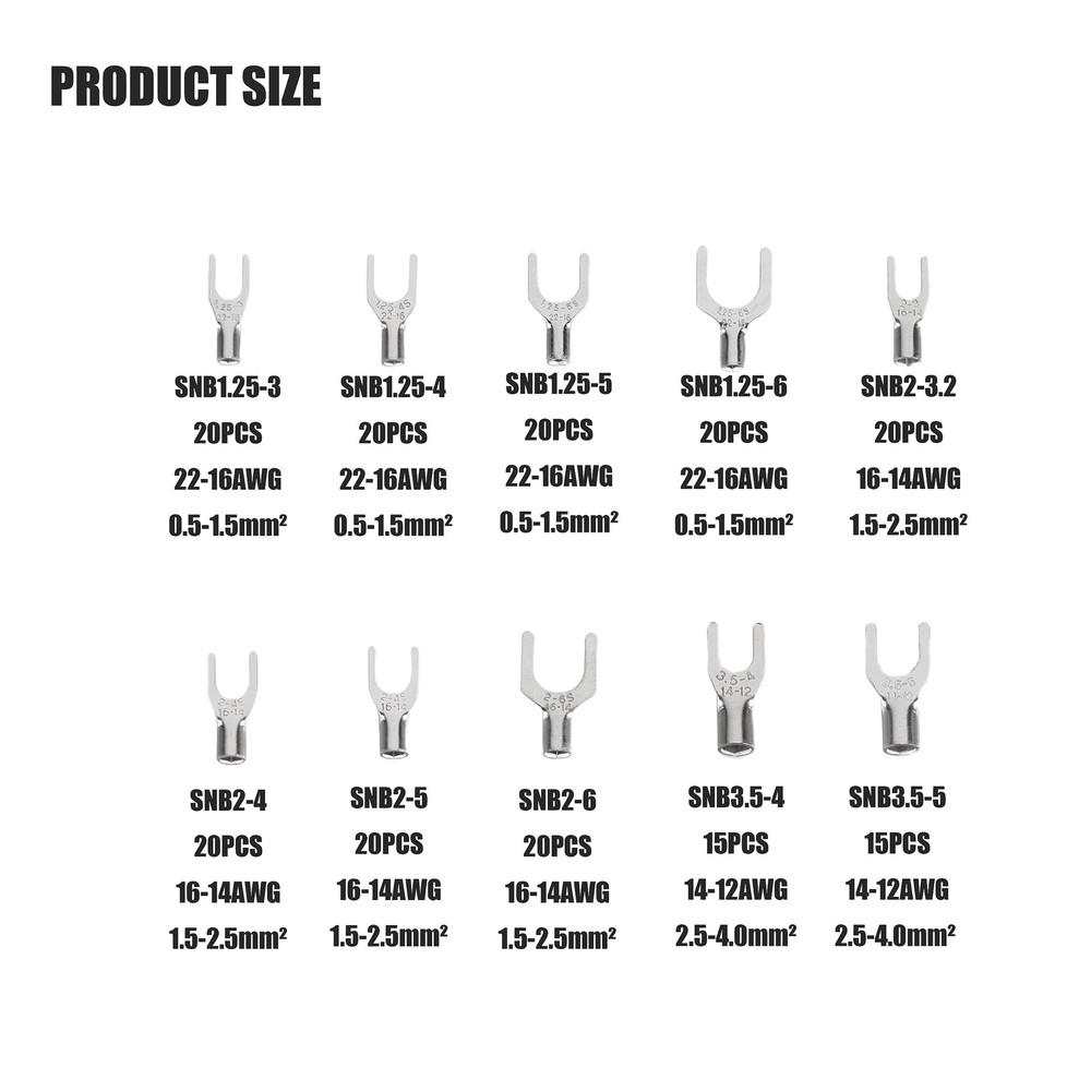 250 Uninsulated Fork Terminals, Brass Fork Cable Connectors, Crimp Terminals ...