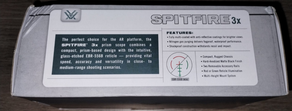 Vortex Spitfire 3X Prism Scope SPR-1303 Red/Green Dot MOA Reticle EBR-556B