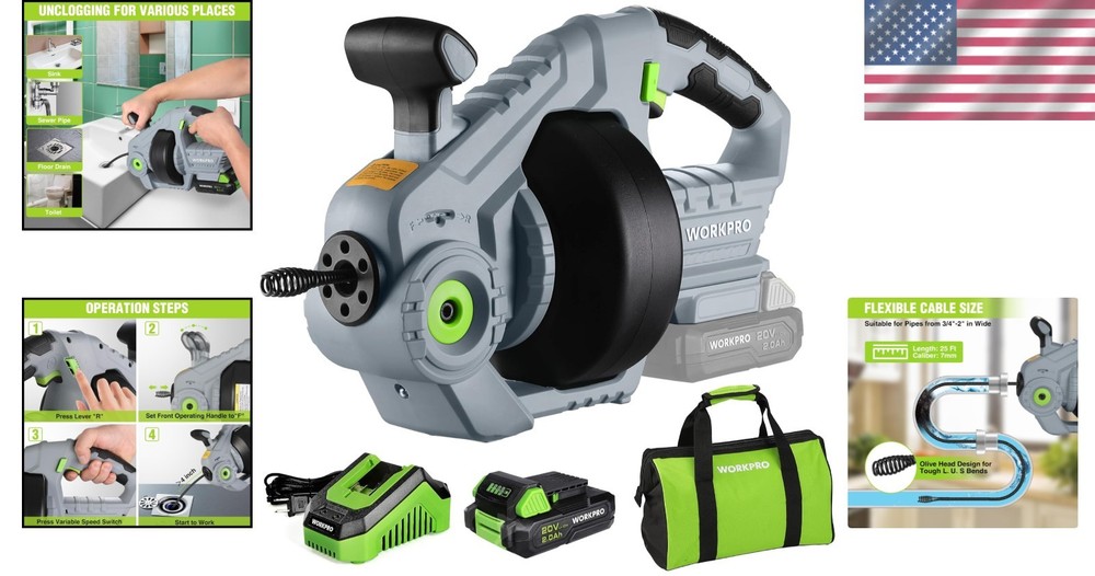 Cordless Electric Drain Auger Set
