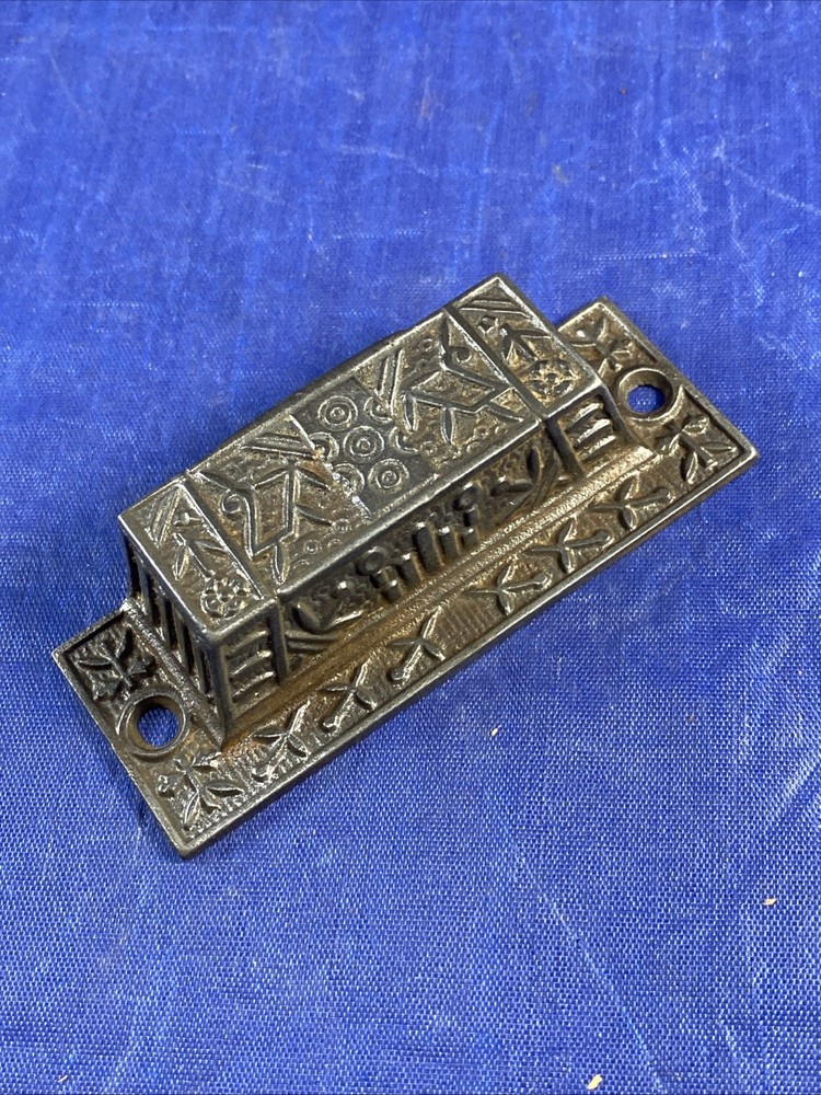 Bin Pull Apothecary Drawer Pull Handle Cast Iron Hardware Eastlake Vintage Ant.