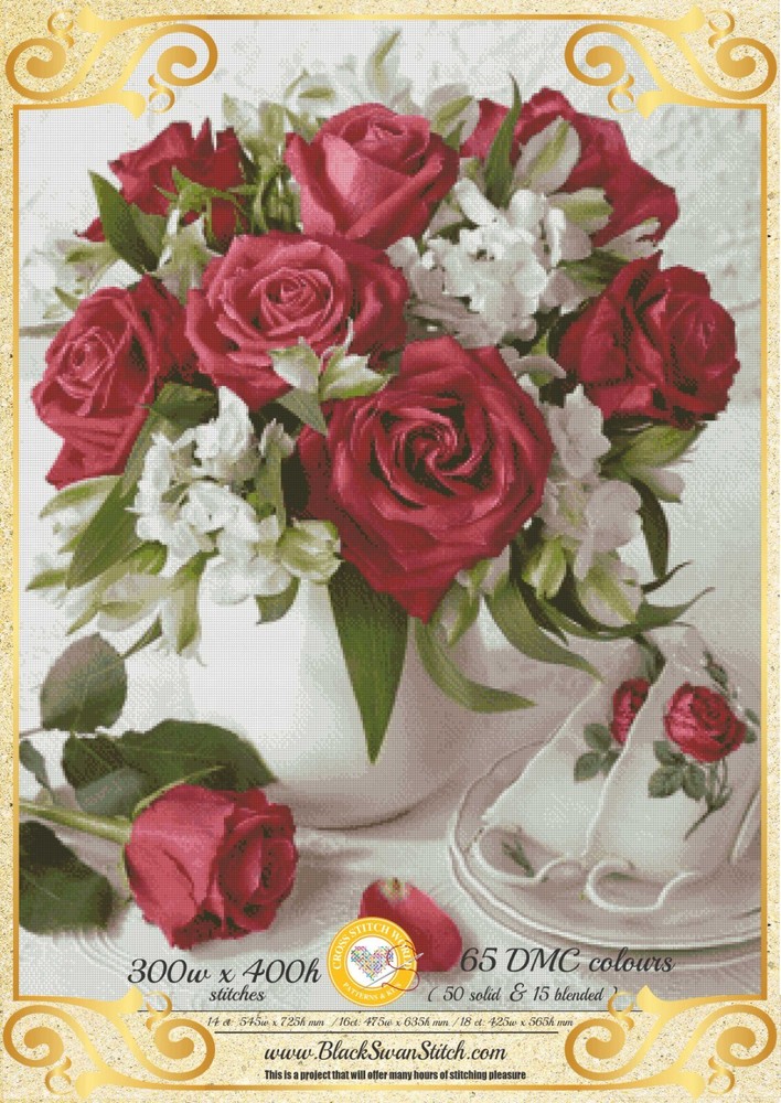 Morning Roses 1431 Chart Counted Cross Stitch Pattern