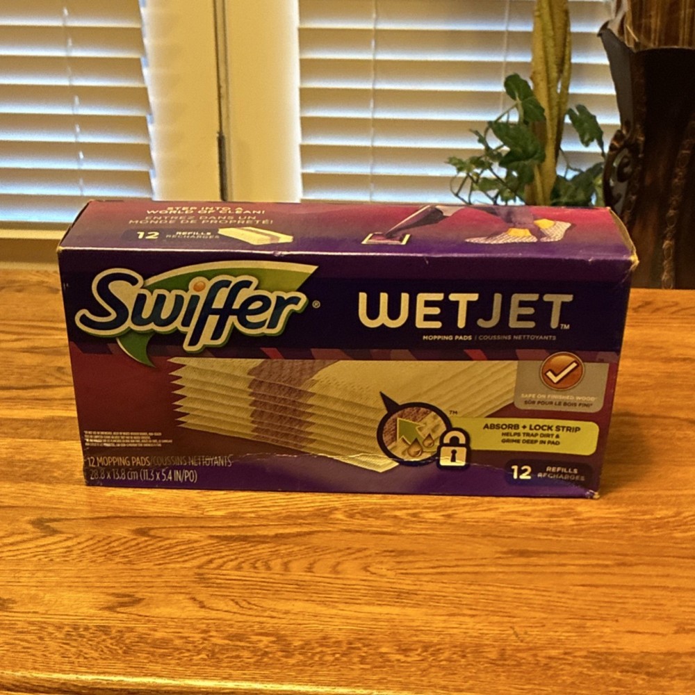 Swiffer WetJet Mop Refill Pads 12 Pack Absorb + Lock Strip
