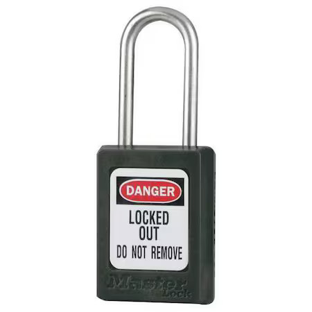 Master Lock S31blk Lockout Padlock, Keyed Different, Thermoplastic, Black, 1