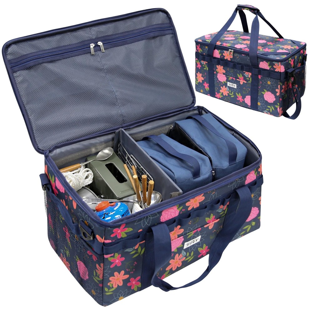 49L Camping Organizer Bag with 2 Removable Storage Cubes, Waterproof Foldable...